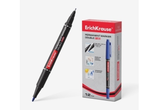 Двухсторонний перманентный маркер ErichKrause® Double P-80, цвет чернил синий 48184
